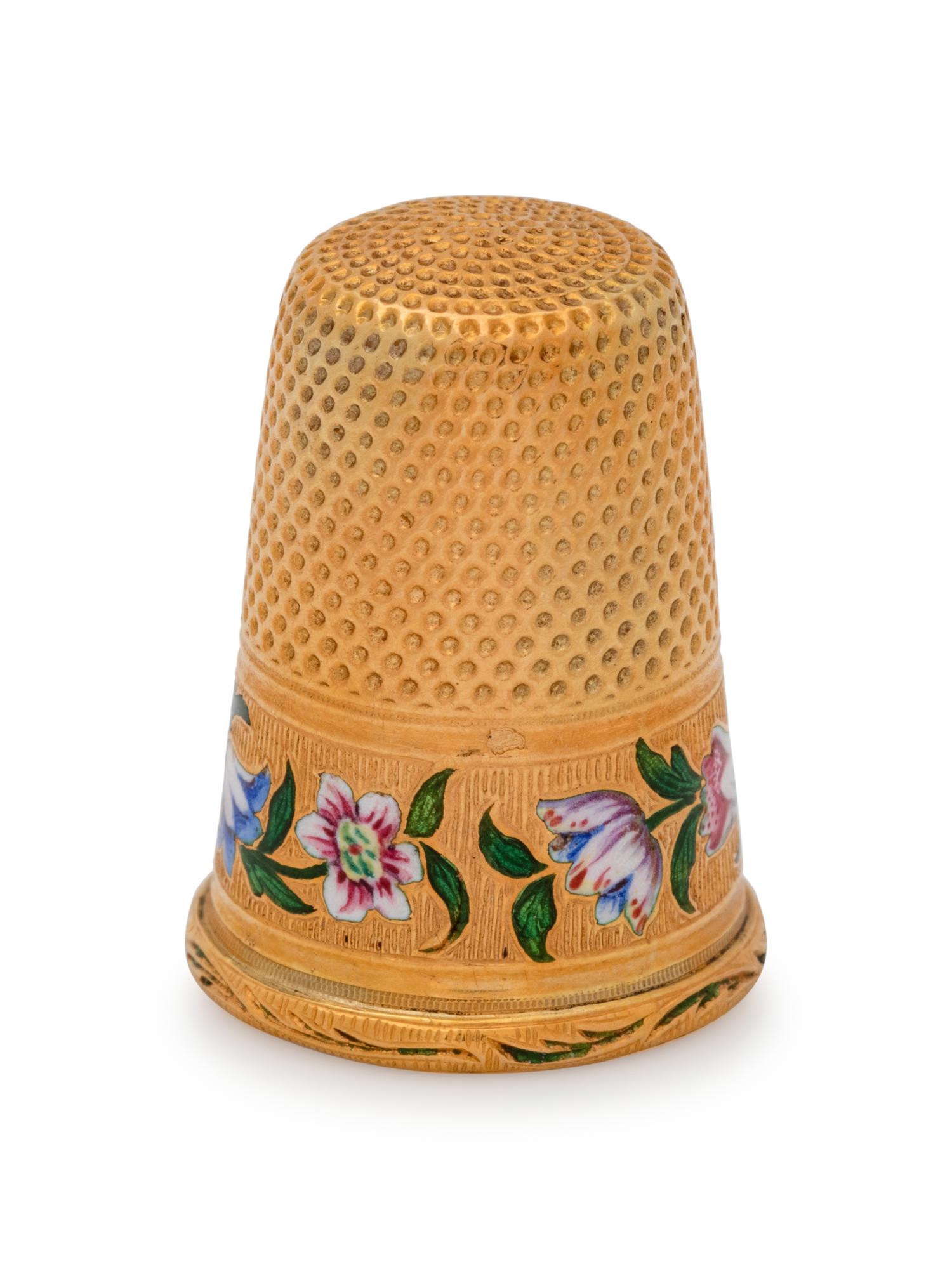 A French Yellow Gold and Enamel Thimble