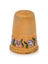 A French Yellow Gold and Enamel Thimble