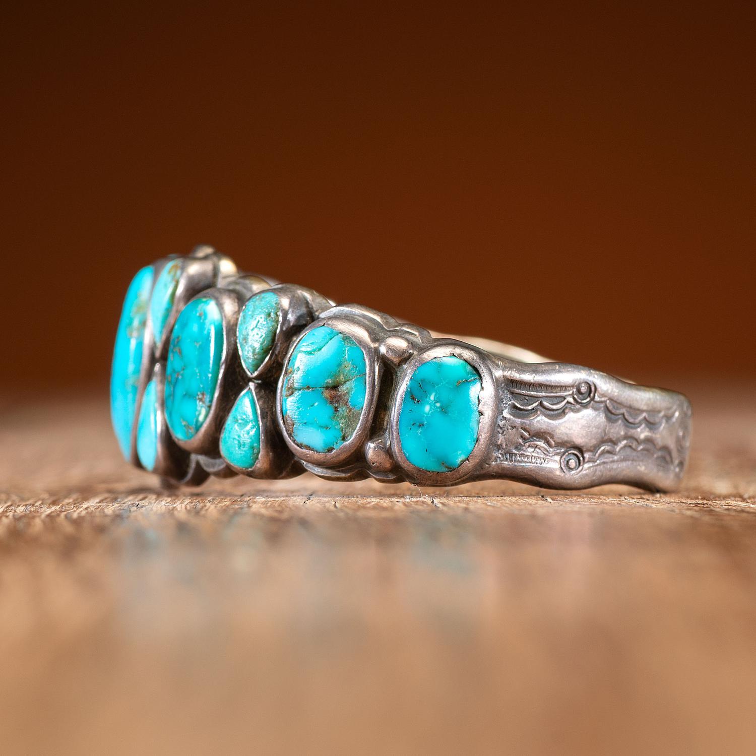 Navajo or Zuni Ingot and Turquoise Cuff Bracelet