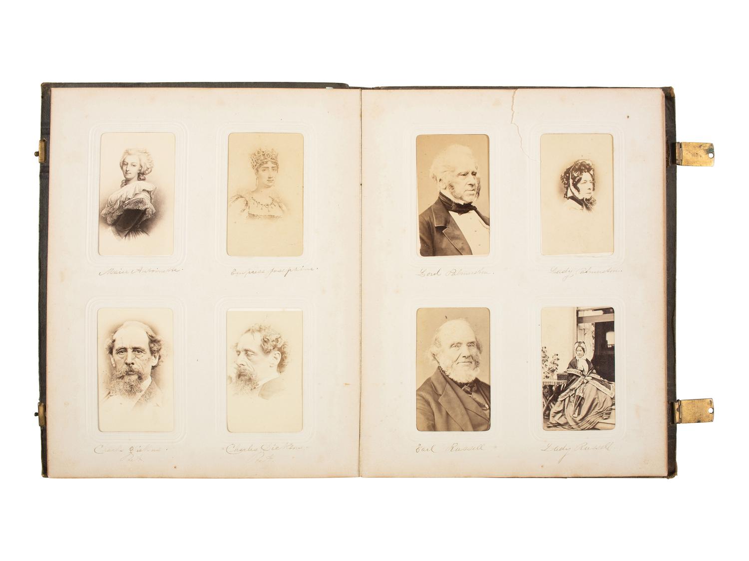 [EARLY PHOTOG.] CDV album of European and American notables, incl. royalty, statesmen, and authors.