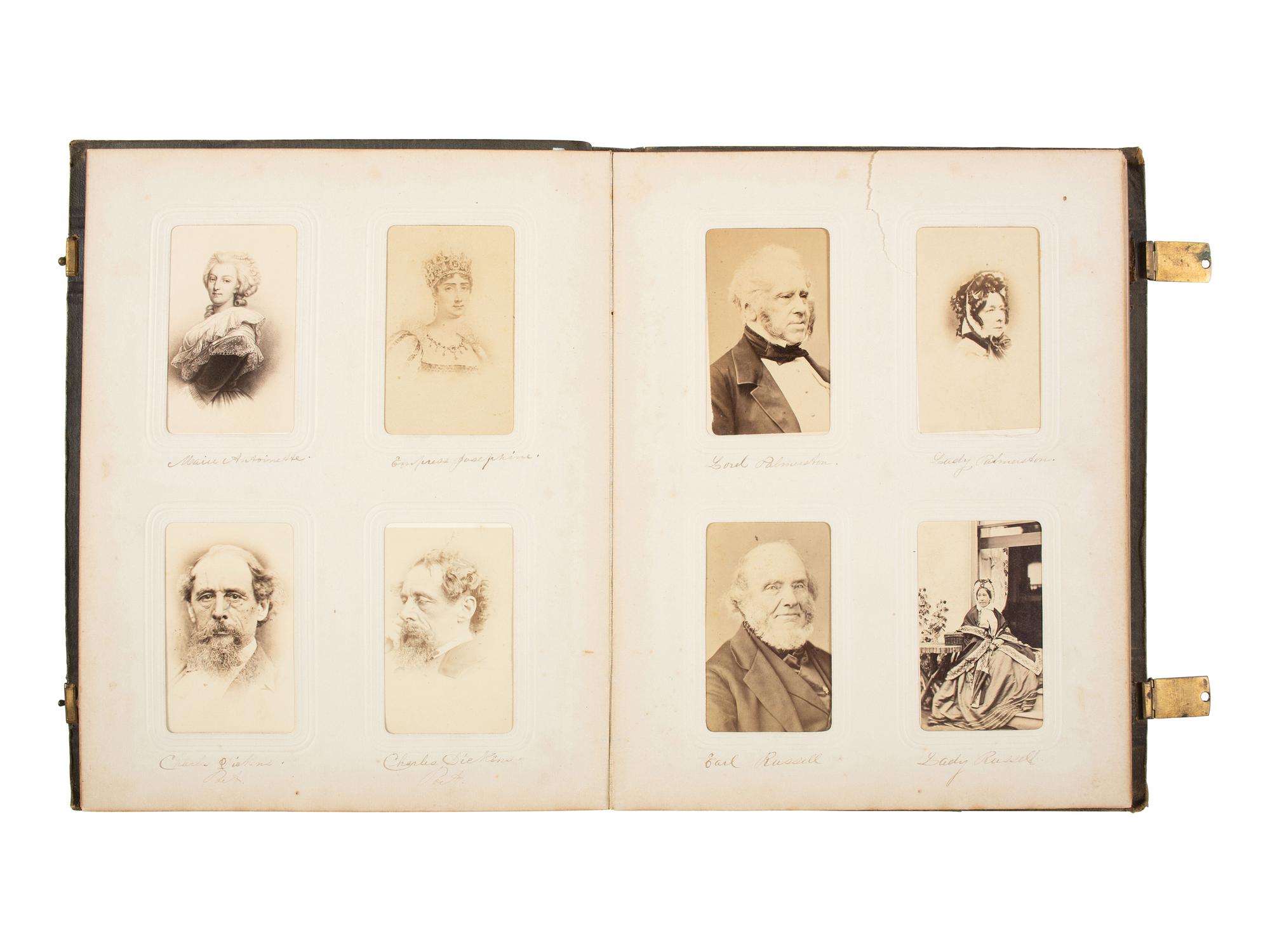 [EARLY PHOTOG.] CDV album of European and American notables, incl. royalty, statesmen, and authors.