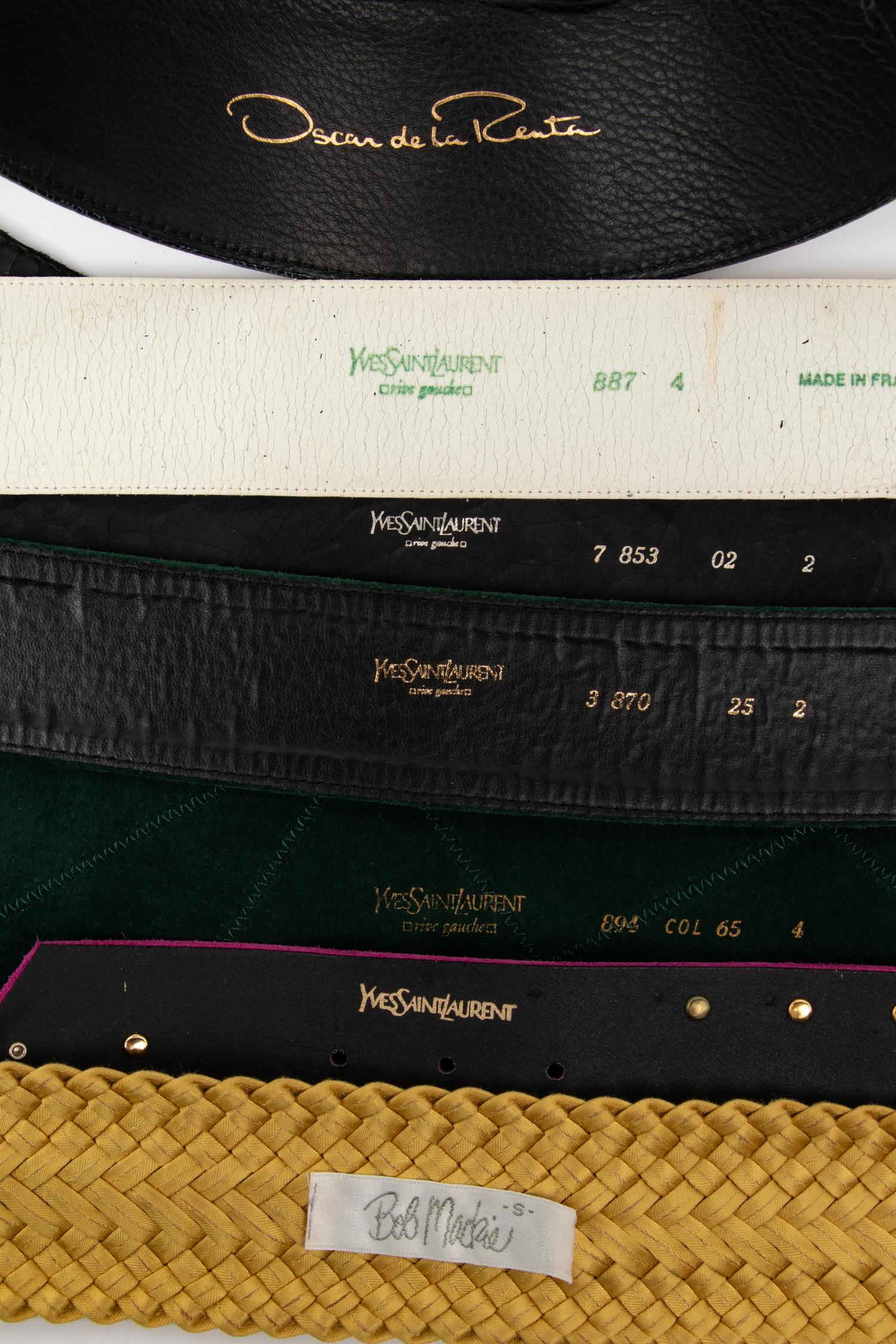 Eight Designer Belts by YSL, Oscar de la Renta, Bob Mackie and Two Etro Butterfly Keychains