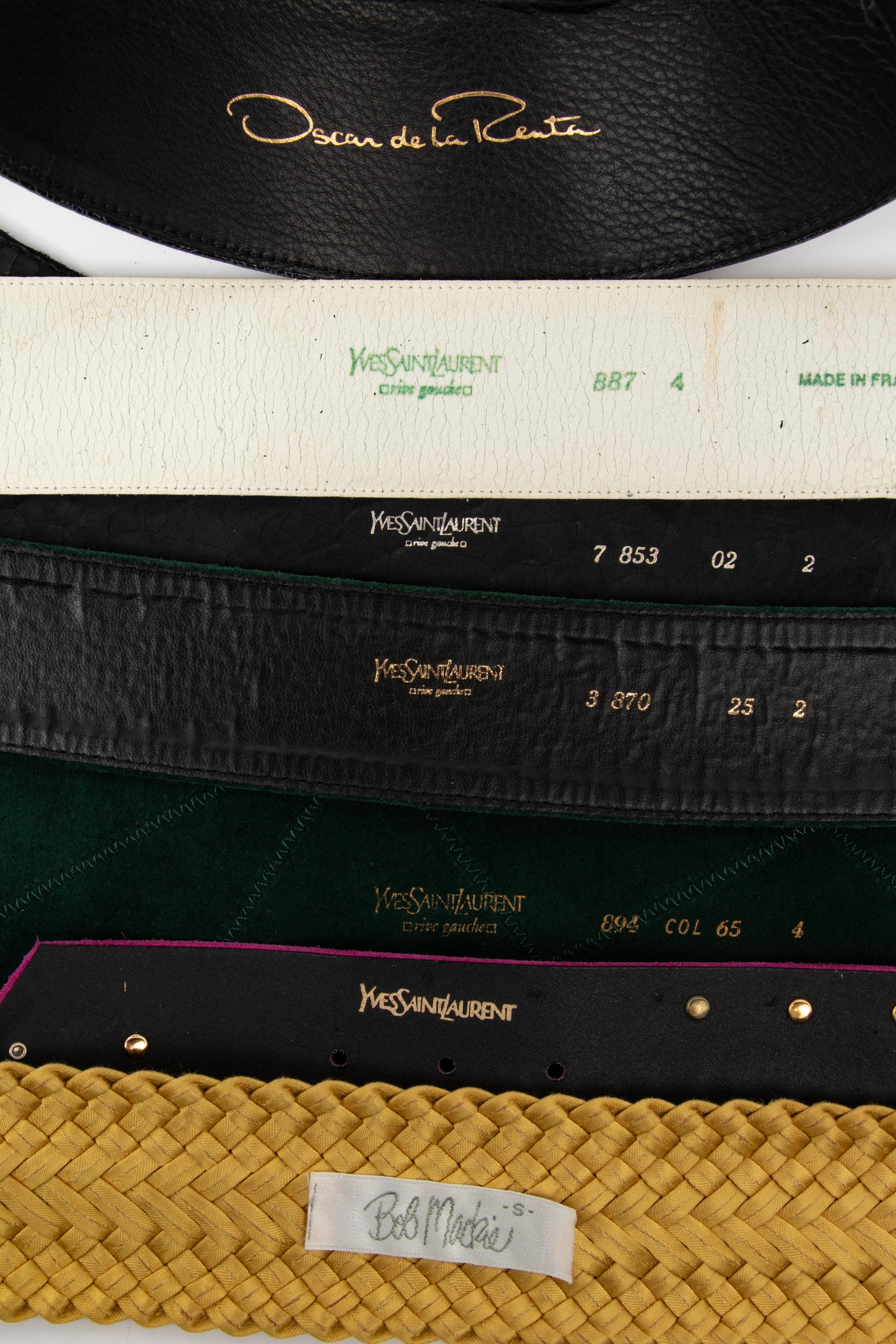 Eight Designer Belts by YSL, Oscar de la Renta, Bob Mackie and Two Etro Butterfly Keychains