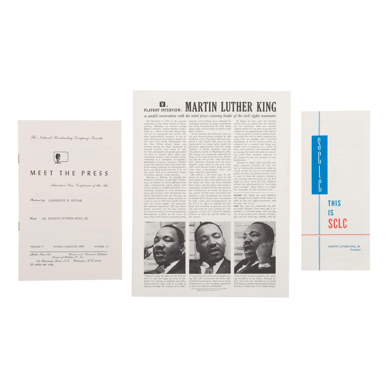 [African-Americana] (King, Martin Luther, Jr.) Group of 8 items incl. SCLC Pamphlet and Interviews.