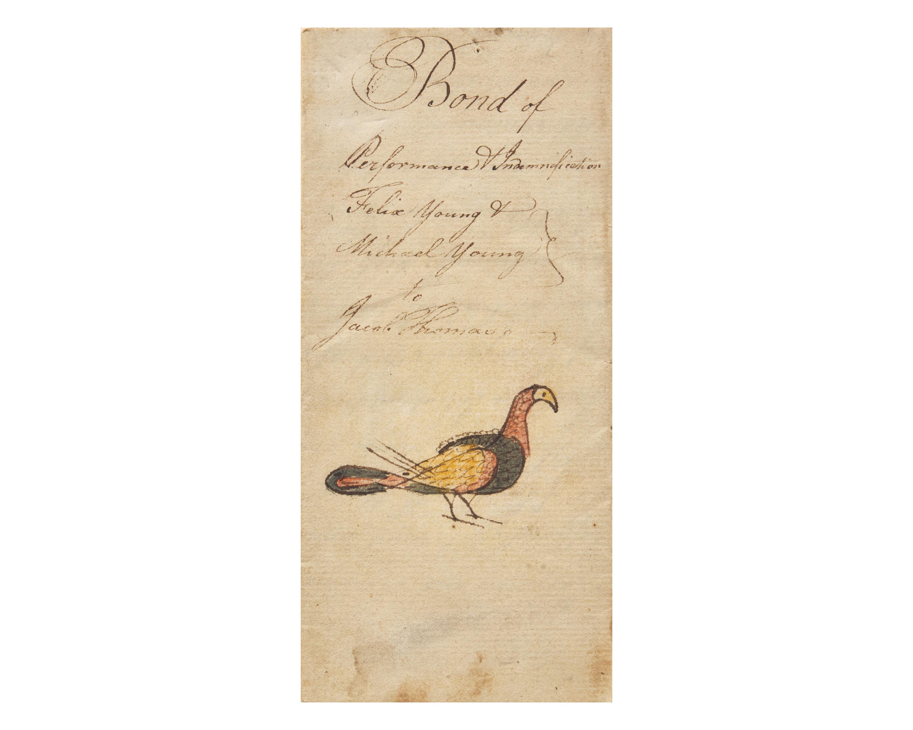A Fraktur Bookplate and an Illuminated Indenture, Pennsylvania, Dated "1810" and "1801"