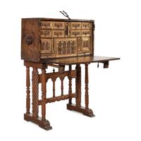 A Spanish Walnut Vargueño and Stand