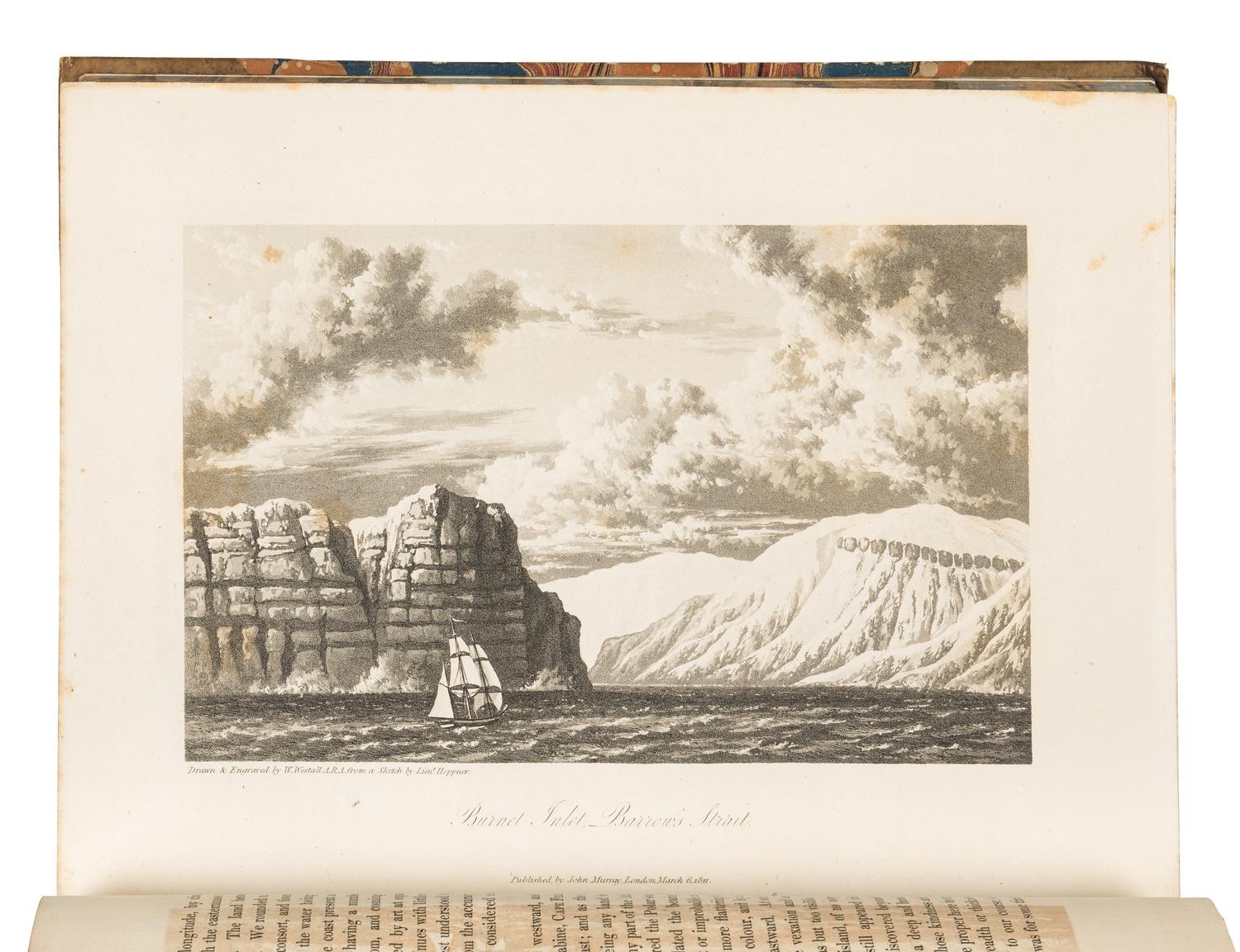 PARRY, William Edward, Sir (1790-1855). Journal of a Voyage for the Discovery of a North-West Passage from the Atlantic to the Pacific; Performed in the Years 1819-20, in His Majesty's Ships Hecla and Griper . -- A Supplement to the Appendix of Captain Parry's Voyage for the Discovery of a North-West Passage...containing an account of the subjects of Natural History . London: William Clowes for John Murray, 1821, 1824.