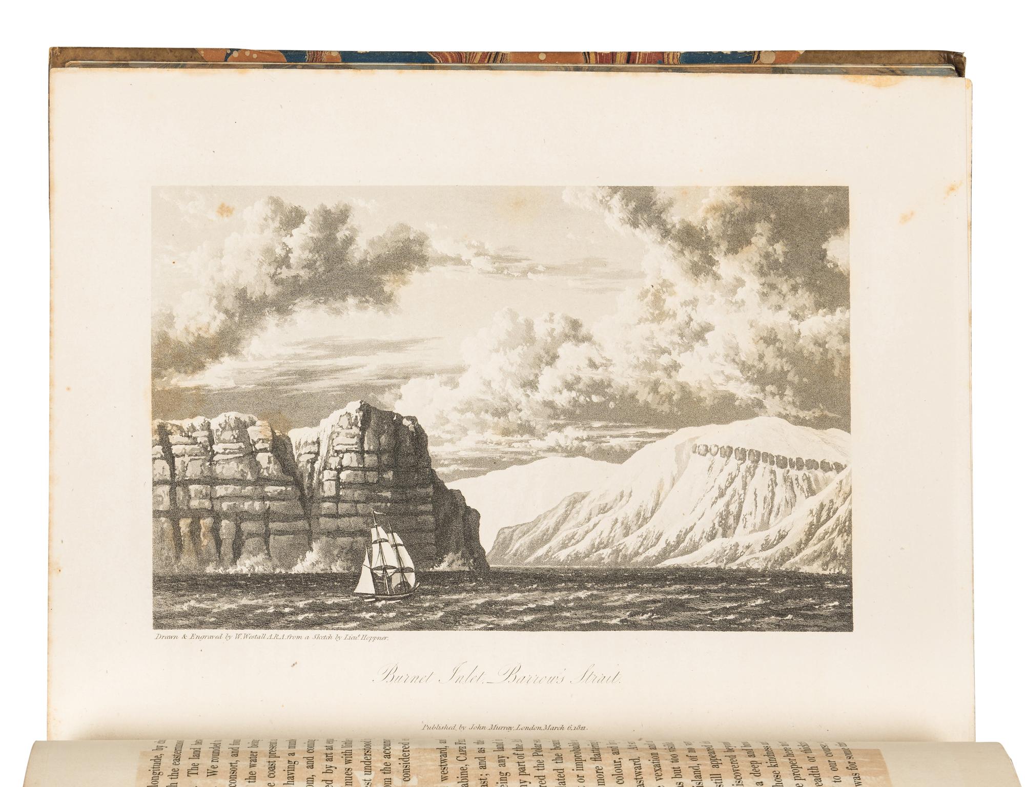 PARRY, William Edward, Sir (1790-1855). Journal of a Voyage for the Discovery of a North-West Passage from the Atlantic to the Pacific; Performed in the Years 1819-20, in His Majesty's Ships Hecla and Griper . -- A Supplement to the Appendix of Captain Parry's Voyage for the Discovery of a North-West Passage...containing an account of the subjects of Natural History . London: William Clowes for John Murray, 1821, 1824.