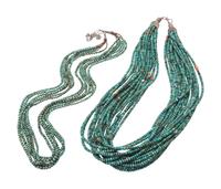 Pair of Pueblo Multi-strand Turquoise and Heishi Necklaces