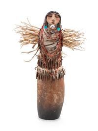 Apache Stick Lady with Turquoise Earrings