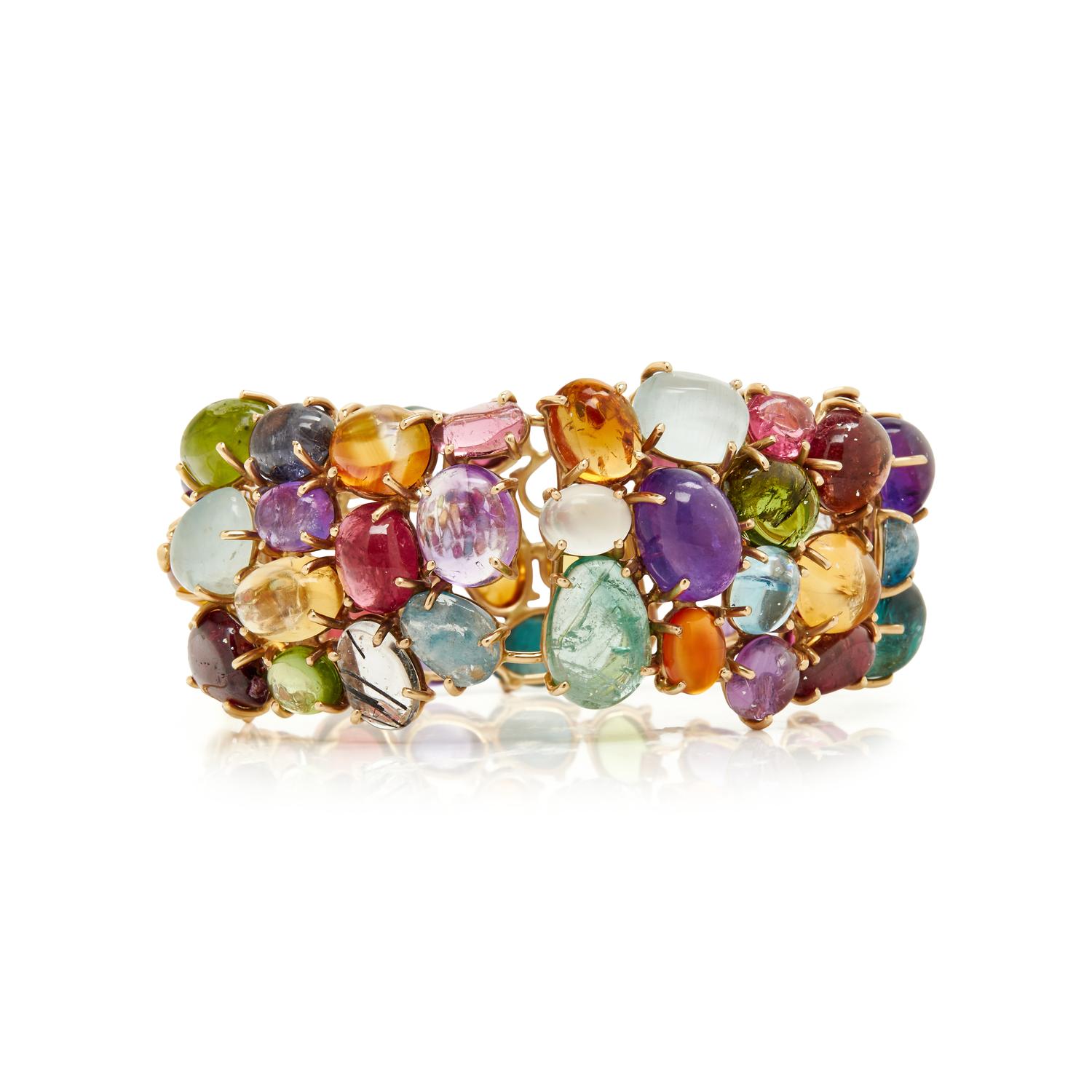 YELLOW GOLD AND MULTIGEM BRACELET