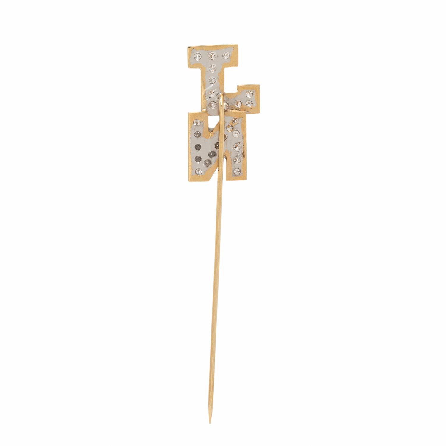 Diamond and Bicolor Gold Pin