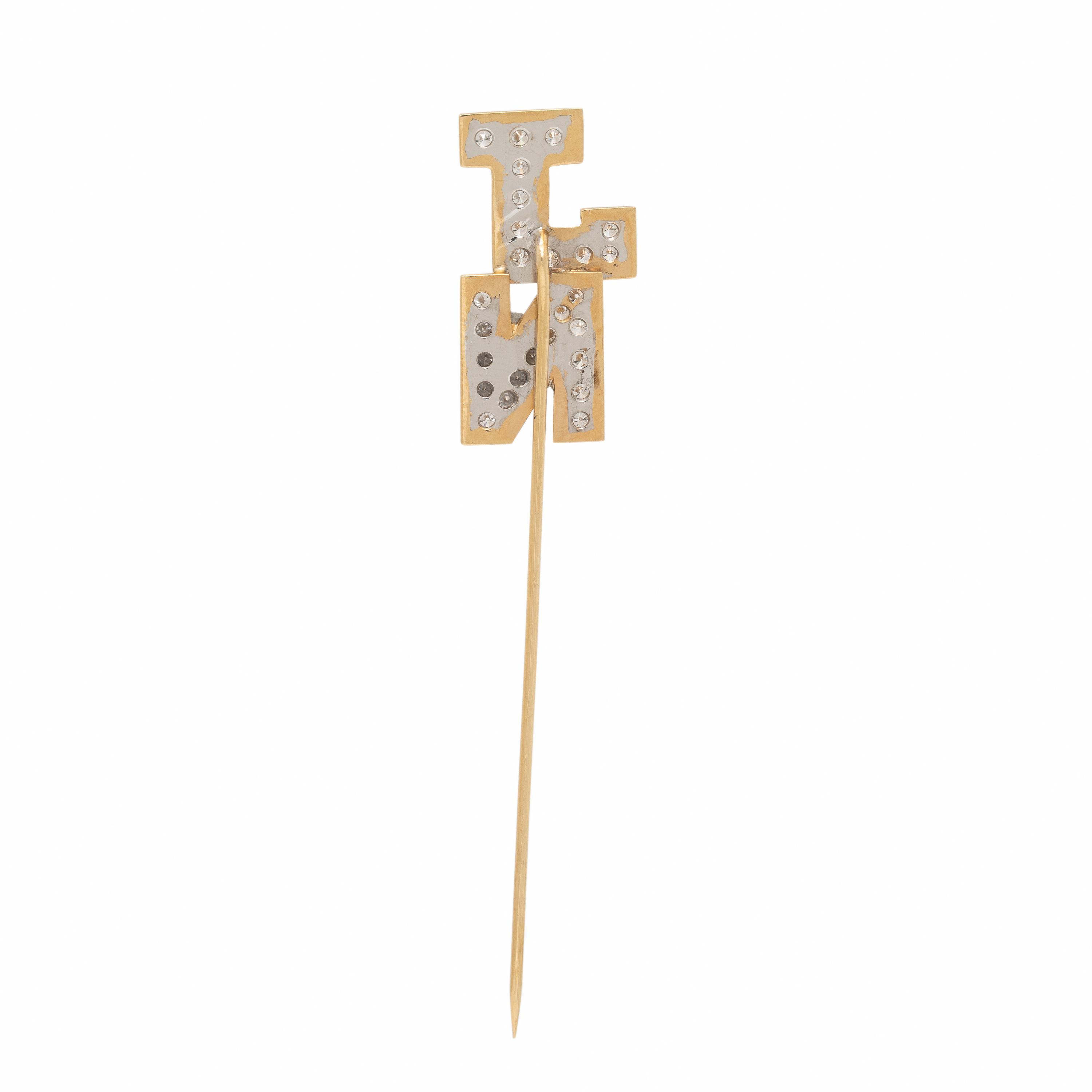Diamond and Bicolor Gold Pin