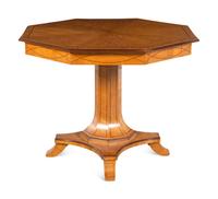 A Biedermeier Line-Inlaid Burlwood Center Table