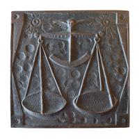 A Copper Libra Zodiac Sign 13" W x .5" D x 13" H — Italy, Mid-20th Century