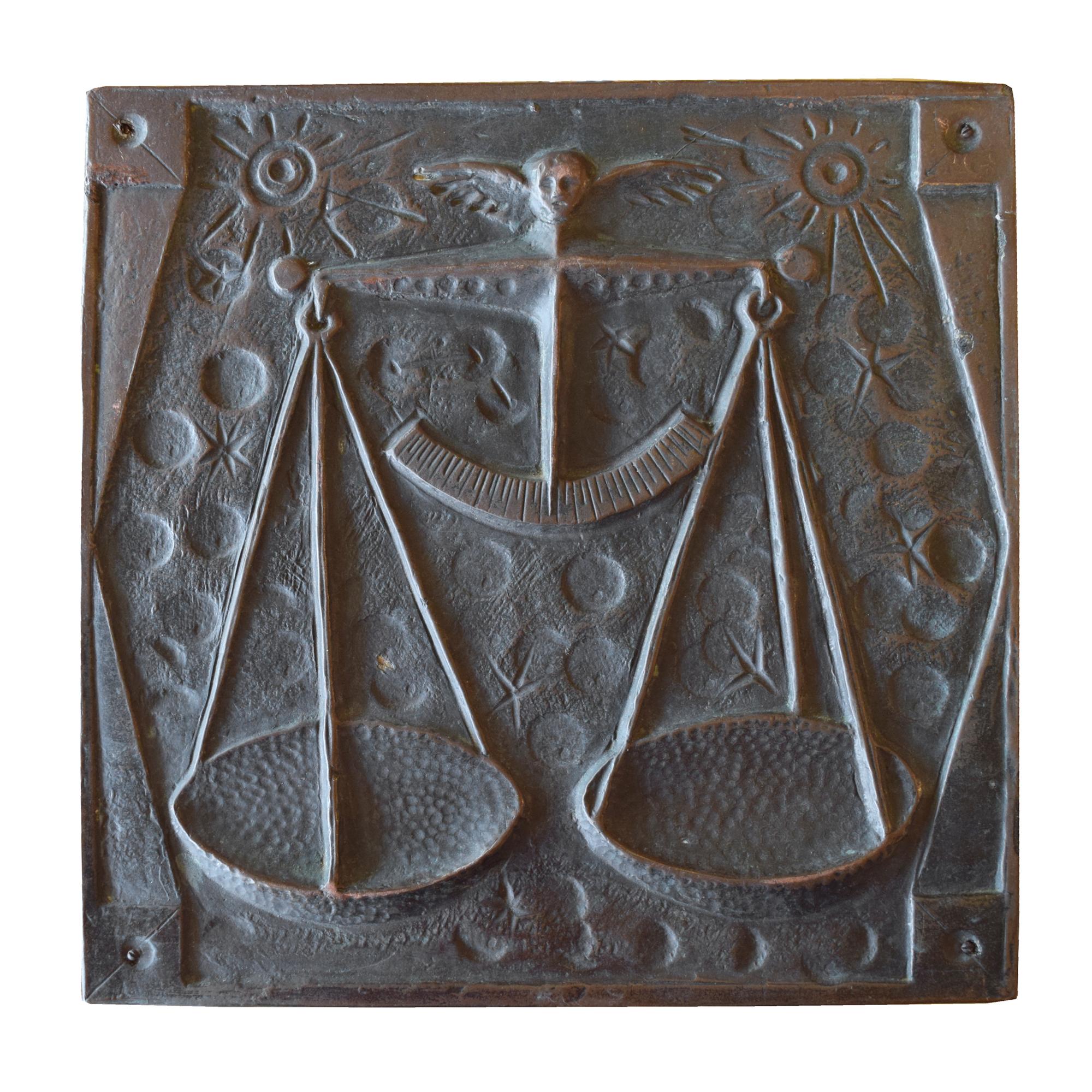 A Copper Libra Zodiac Sign 13" W x .5" D x 13" H — Italy, Mid-20th Century