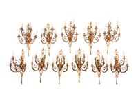 A Set of Eleven Louis XVI Style Gilt Bronze Five-Light Sconces