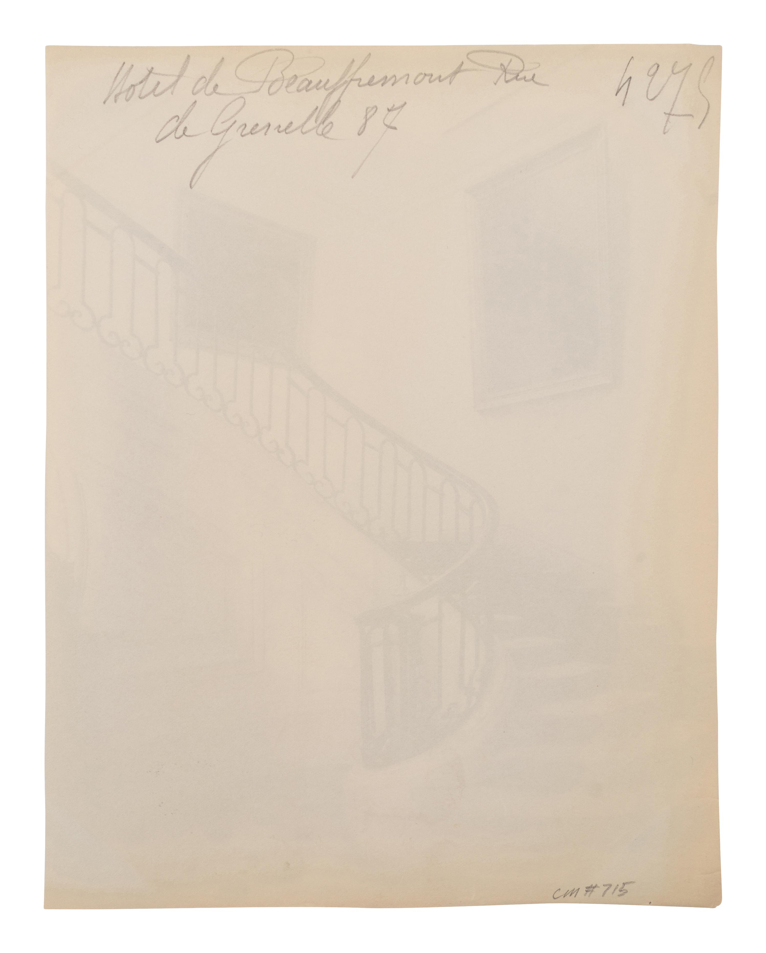 A group of three photographs ( Escalier, rue Beautreilles 7, 1904 (4e arr) , 1903-1904; Hôtel de Beauffremont, rue de Grenelle 87 , 1901; Hôtel de Grancry, 83 rue Richelieu , 1907)