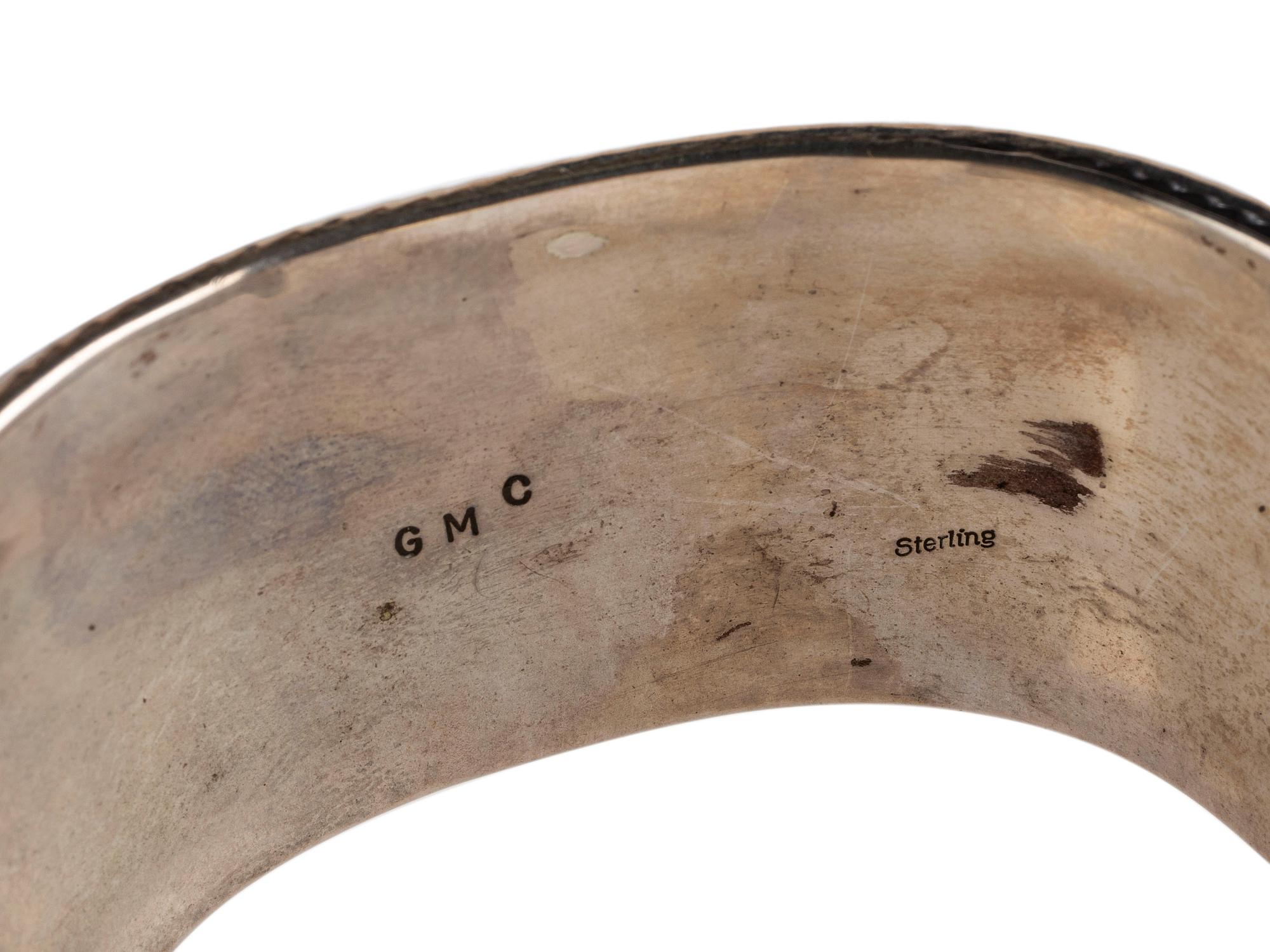 Sterling Silver Cuff Bracelet, with Mosaic Inlay Pueblo Scene
