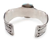 Sterling Silver Cuff Bracelet, with 14K Gold Accents, set with Turquoise and Coral