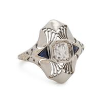 ART DECO, WHITE GOLD AND DIAMOND RING