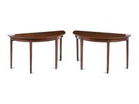A Pair of George III Mahogany Demilune Console Tables