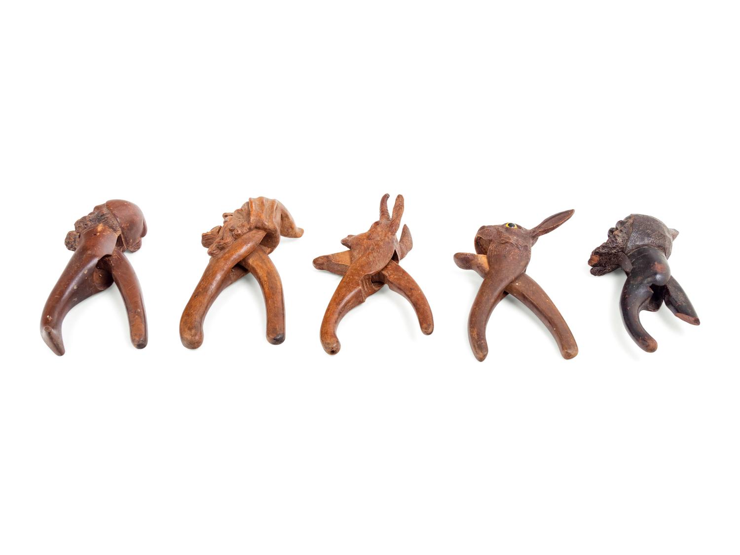 Five Black Forest Carved Figural Nutcrackers