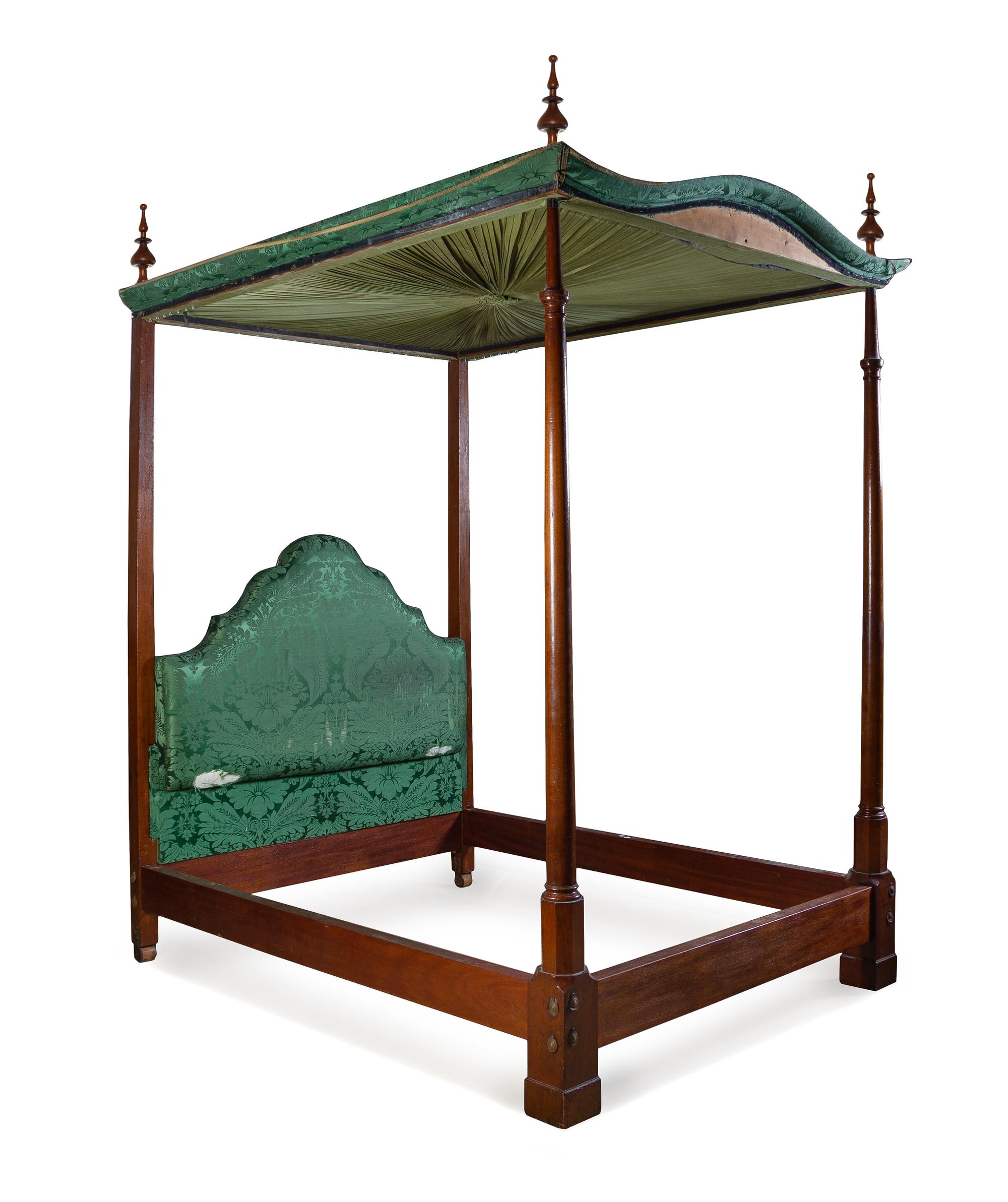 A George III Style Mahogany Tester Bed Height of headboard 47 inches. — INCORPORATING 19TH CENTURY ELEMENTS