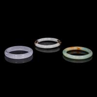 Three Chinese Jadeite Bangles — 翡翠鐲三隻