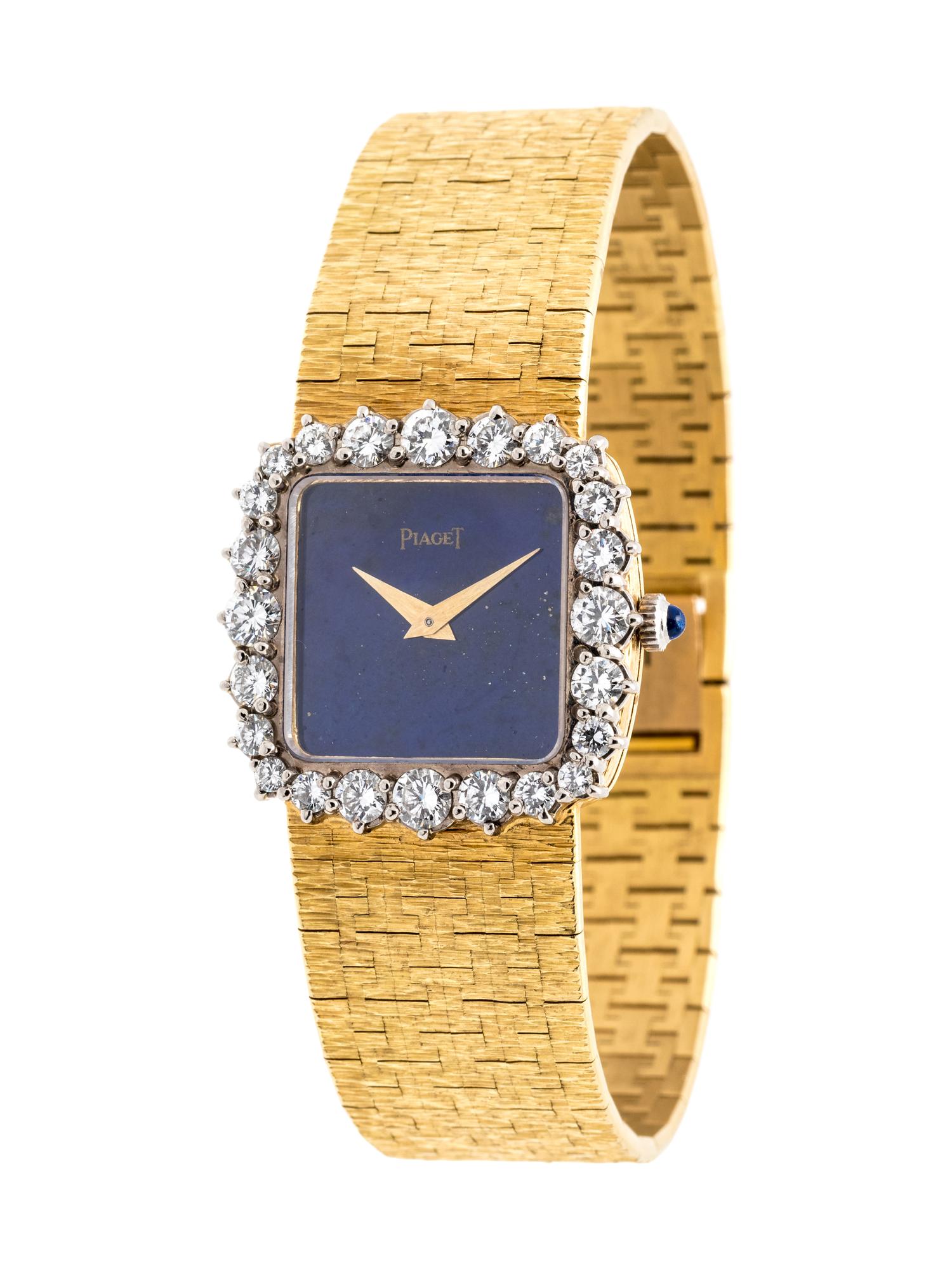 PIAGET, 18K YELLOW GOLD, LAPIS LAZULI AND DIAMOND WRISTWATCH