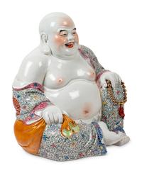 A Large Chinese Famille Rose Porcelain Figure of Laughing Buddha