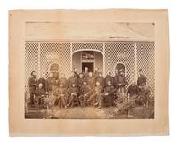 [LINCOLN, Abraham (1809-1865)]. Large format albumen group portrait of Civil War officers, most wearing Lincoln mourning badges and bands.