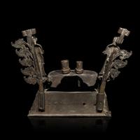 A Nepalese Bronze Lotus Base and Plinth with Remaining Feet, 19th/20th Century