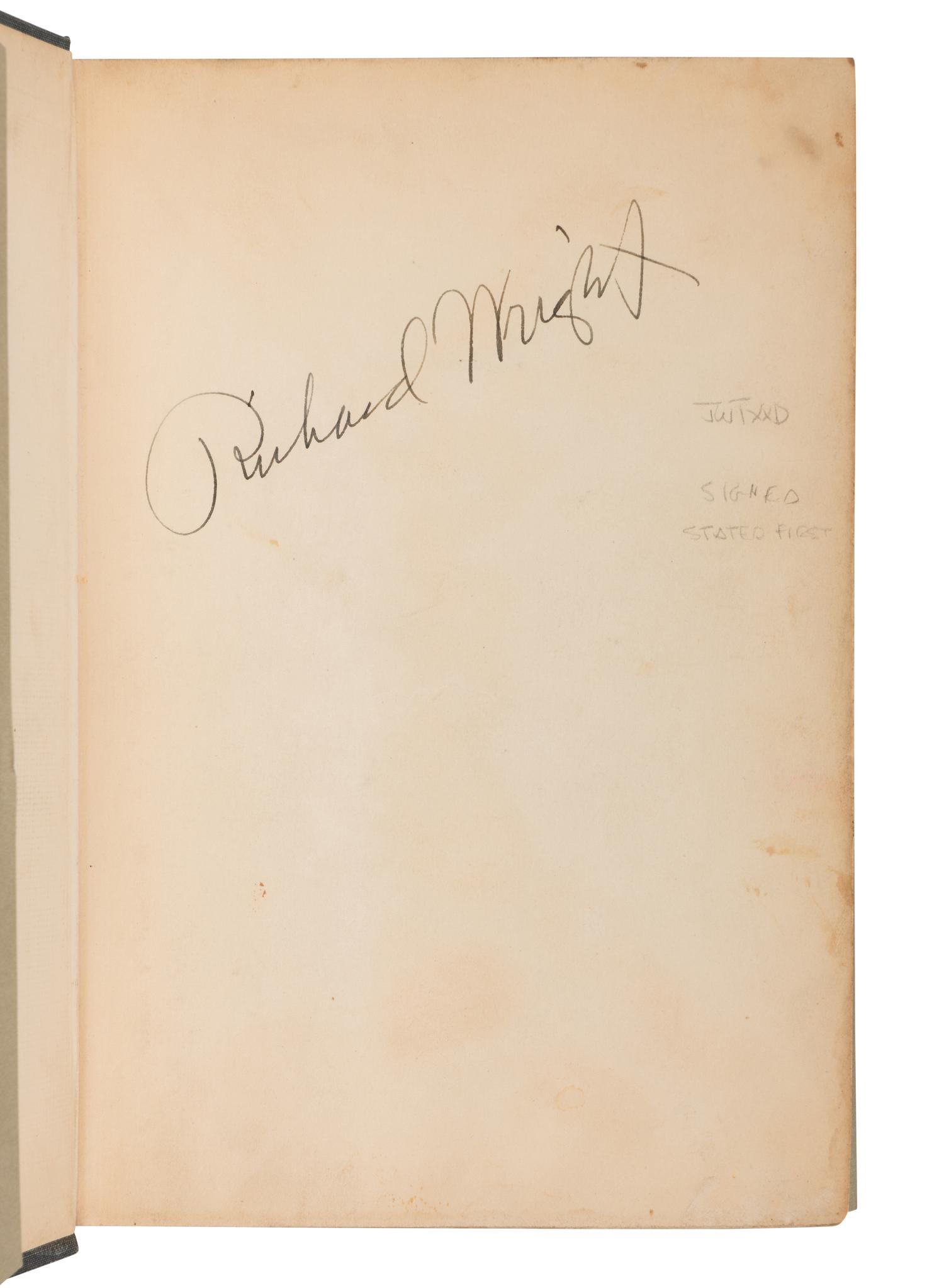 [AFRICAN AMERICAN LITERATURE]. WRIGHT, Richard (1908-1960). Native Son. New York & London: Harper & Brothers Publishers, 1940.