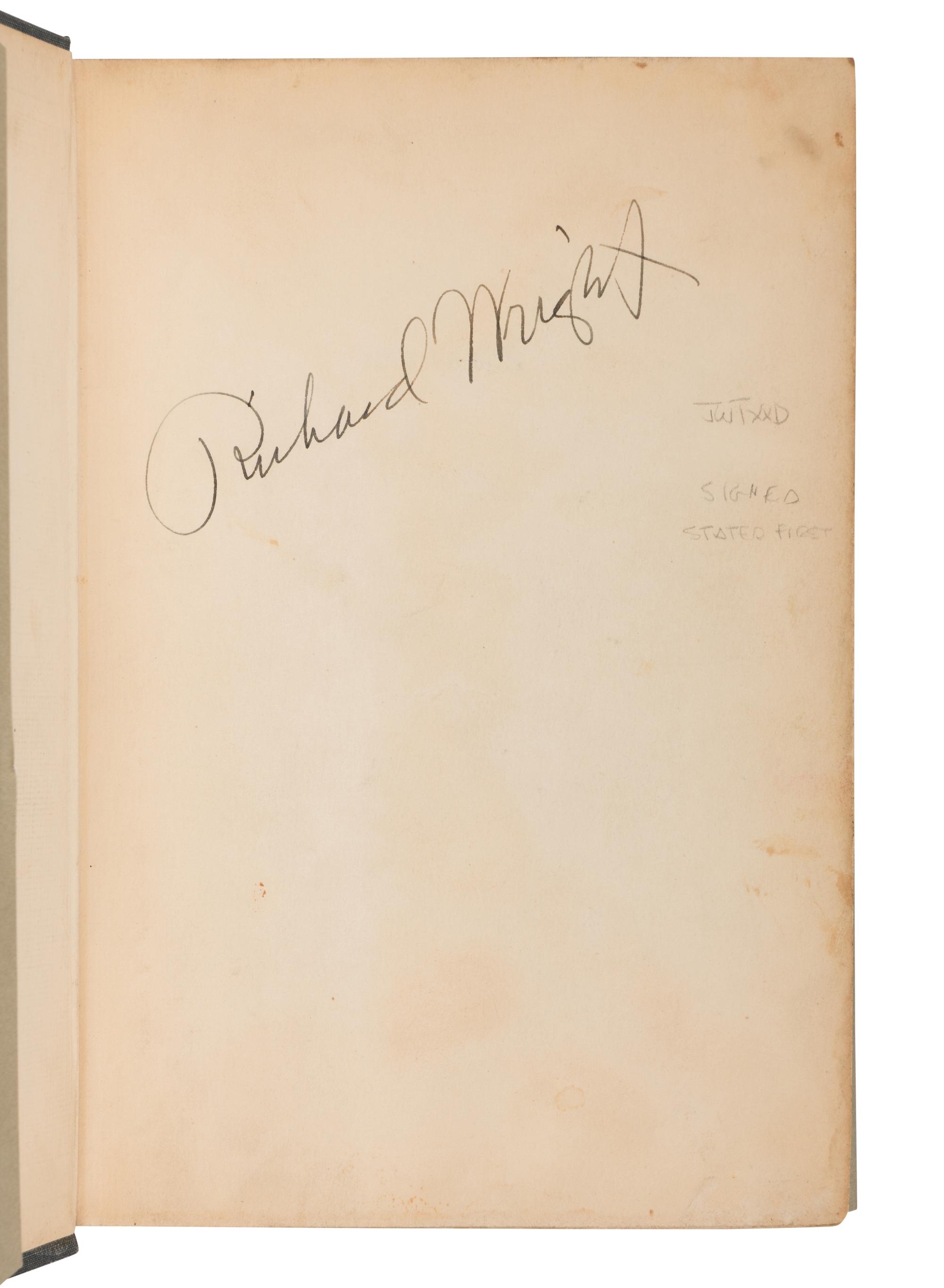 [AFRICAN AMERICAN LITERATURE]. WRIGHT, Richard (1908-1960). Native Son. New York & London: Harper & Brothers Publishers, 1940.