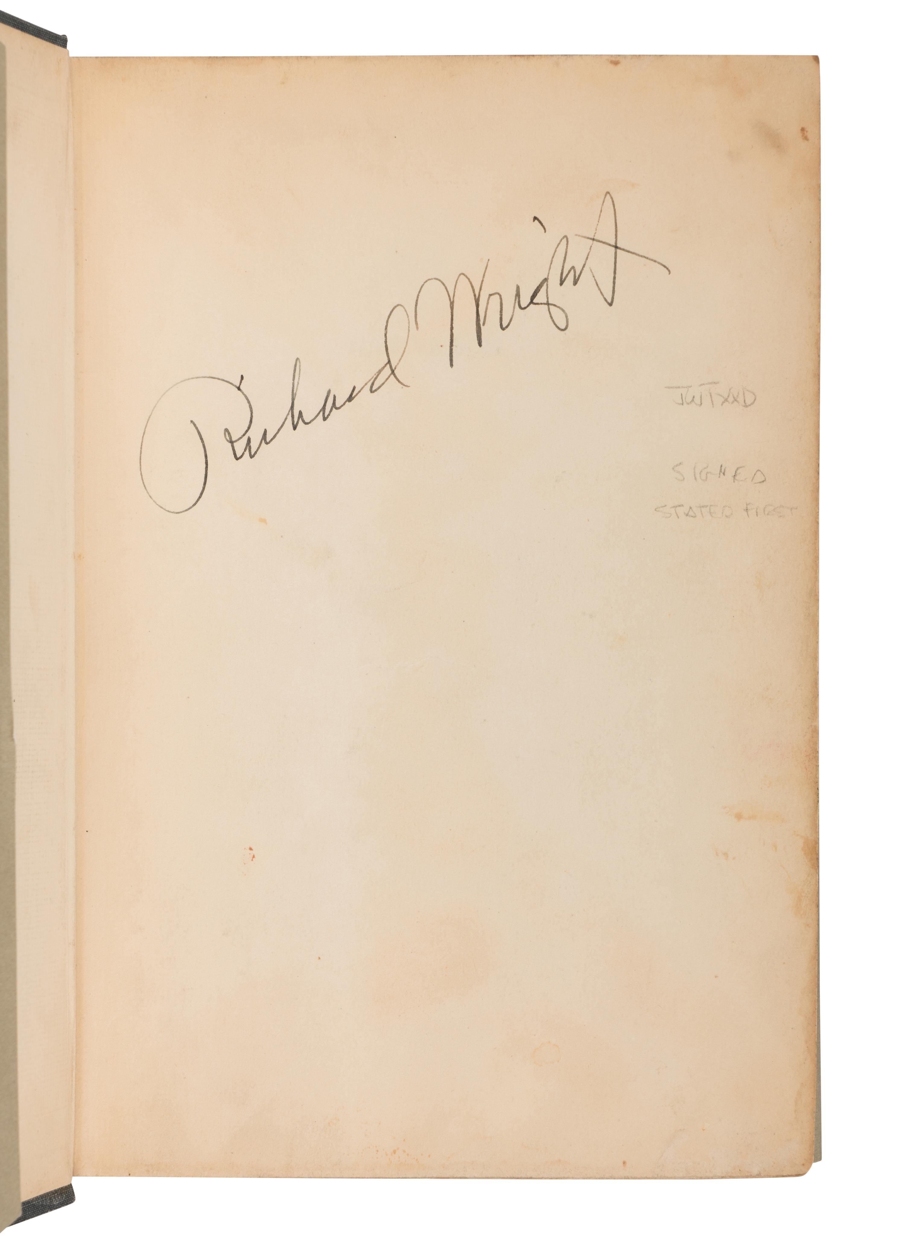[AFRICAN AMERICAN LITERATURE]. WRIGHT, Richard (1908-1960). Native Son. New York & London: Harper & Brothers Publishers, 1940.