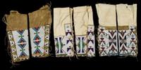 Three pairs of Sioux beaded hide women's leggings late 19th/early 20th century