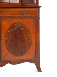 An Edwardian Painted Mahogany and Satinwood Bookcase