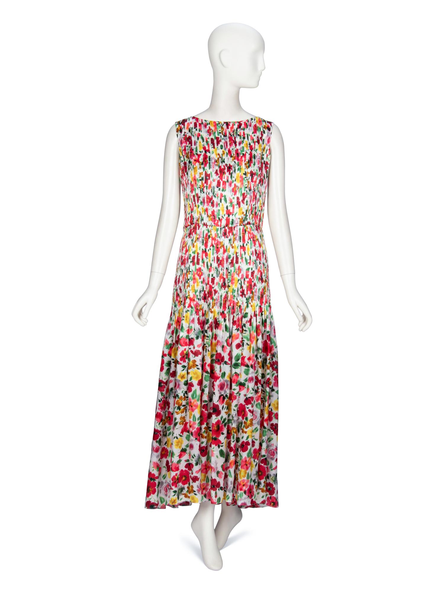 Oscar de la Renta, Floral Pintucked Silk Dress