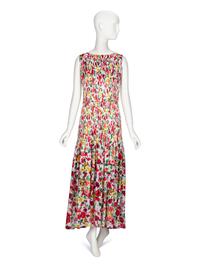 Oscar de la Renta, Floral Pintucked Silk Dress
