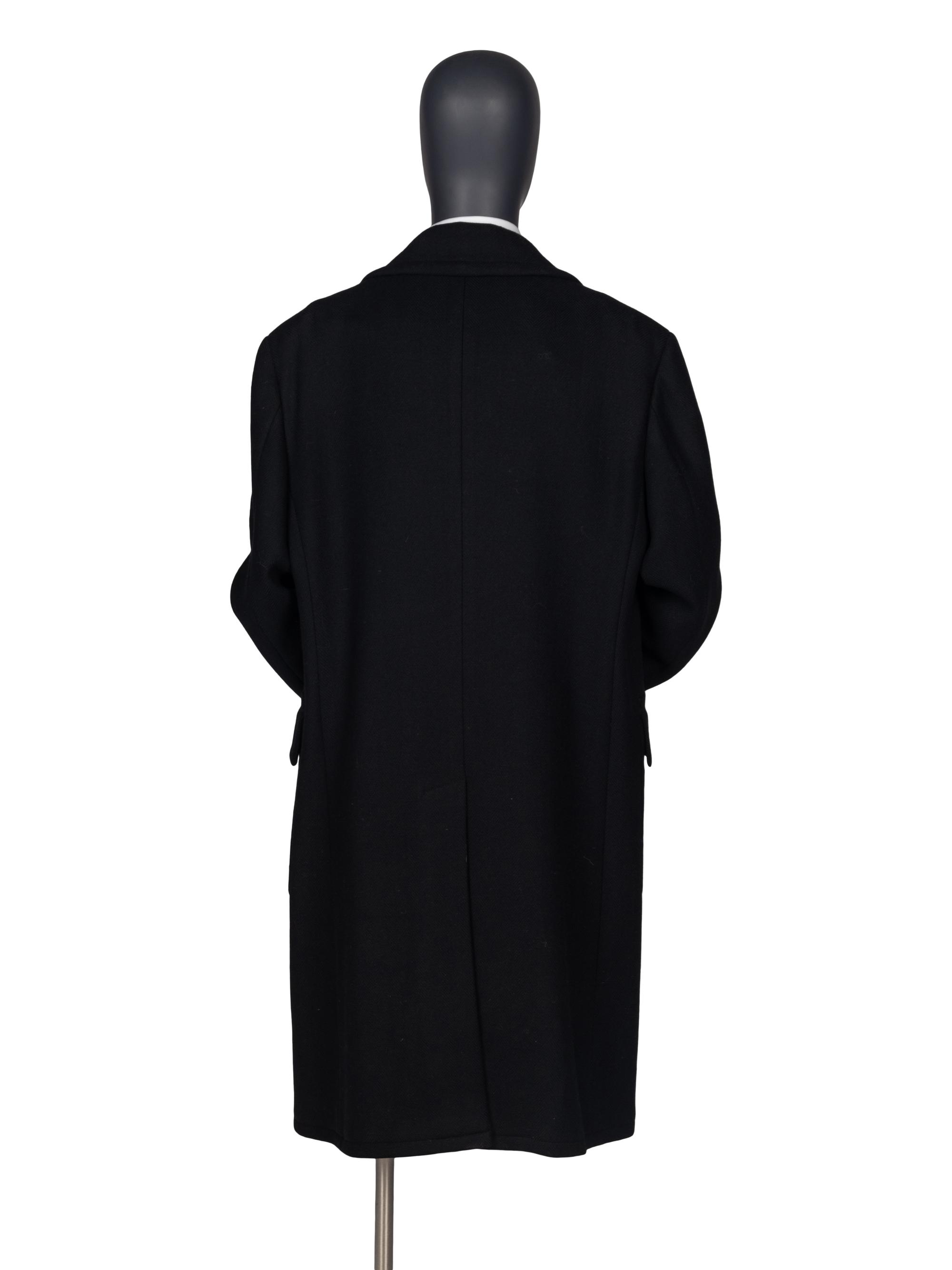 HERMÈS BLACK WOOL & CASHMERE COAT