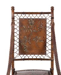 A Pair of English Aesthetic Movement Walnut Folding Chairs