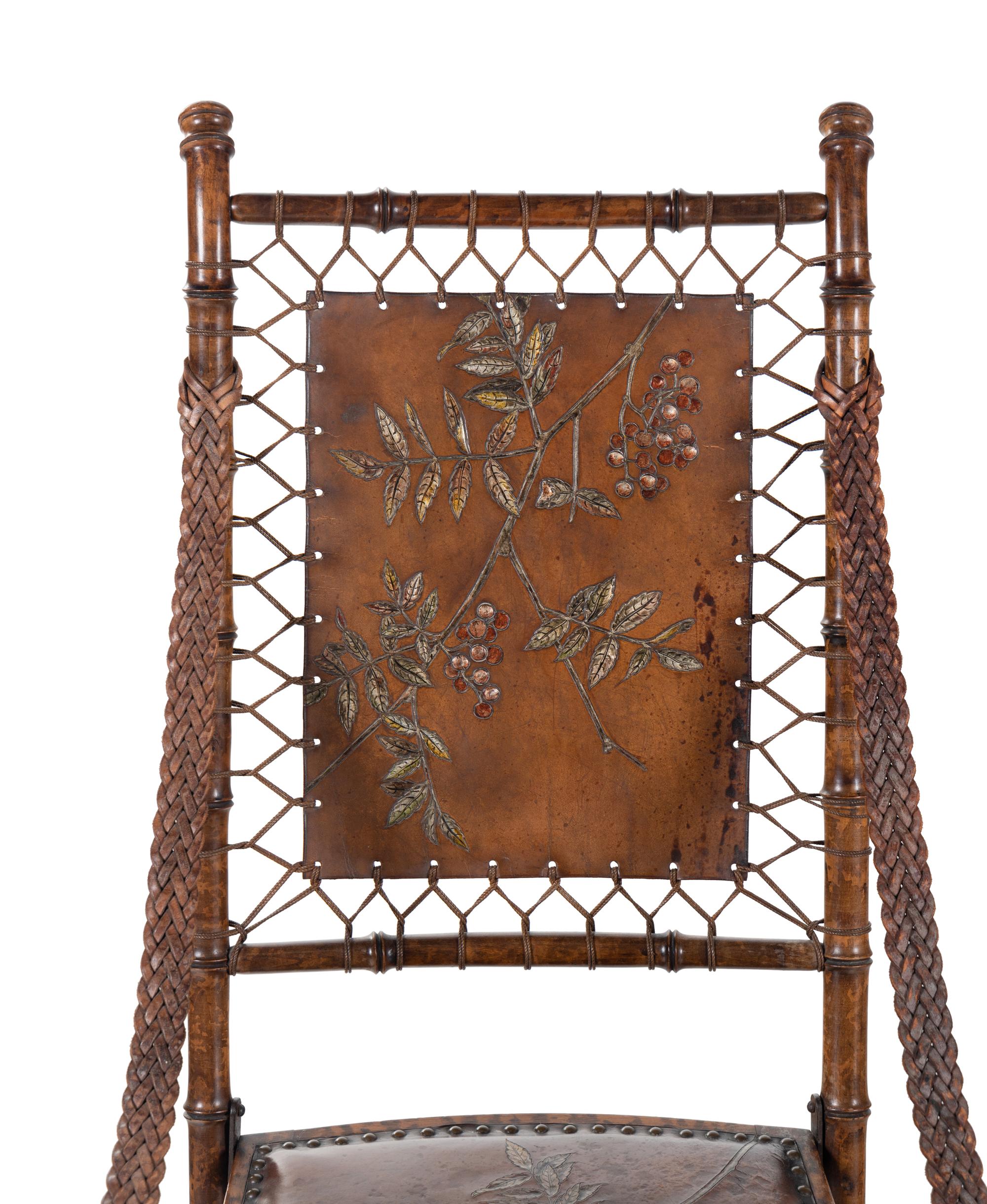 A Pair of English Aesthetic Movement Walnut Folding Chairs