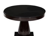 A Contemporary Black Lacquer Side Table with Black Glass Top