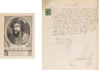 Francis I (1494-1547). Manuscript document signed ("Francoys") to Jehan Prevost, Controller, 20 October 1540.