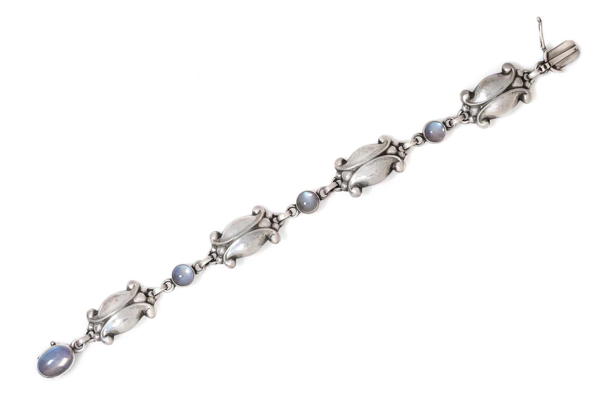A Sterling Silver and Moonstone "Moonlight" Bracelet, Georg Jensen, 12.70 dwts,