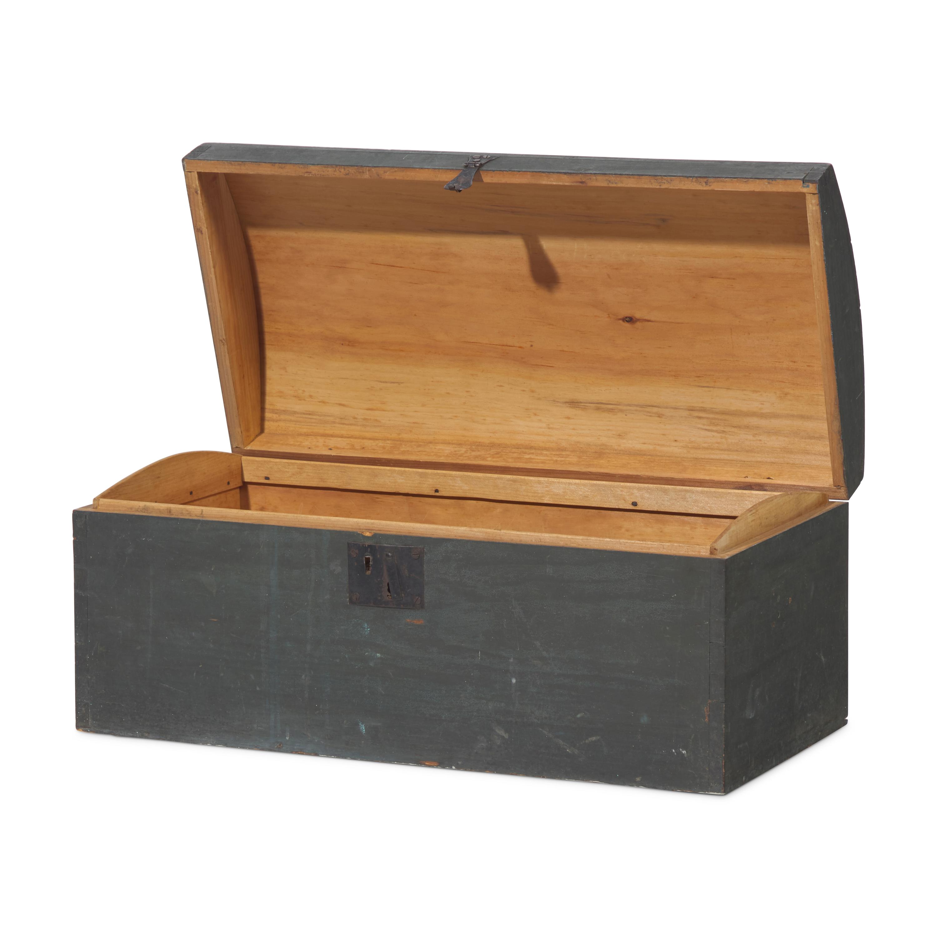A Federal Blue-Painted Pine Domed Blanket Chest