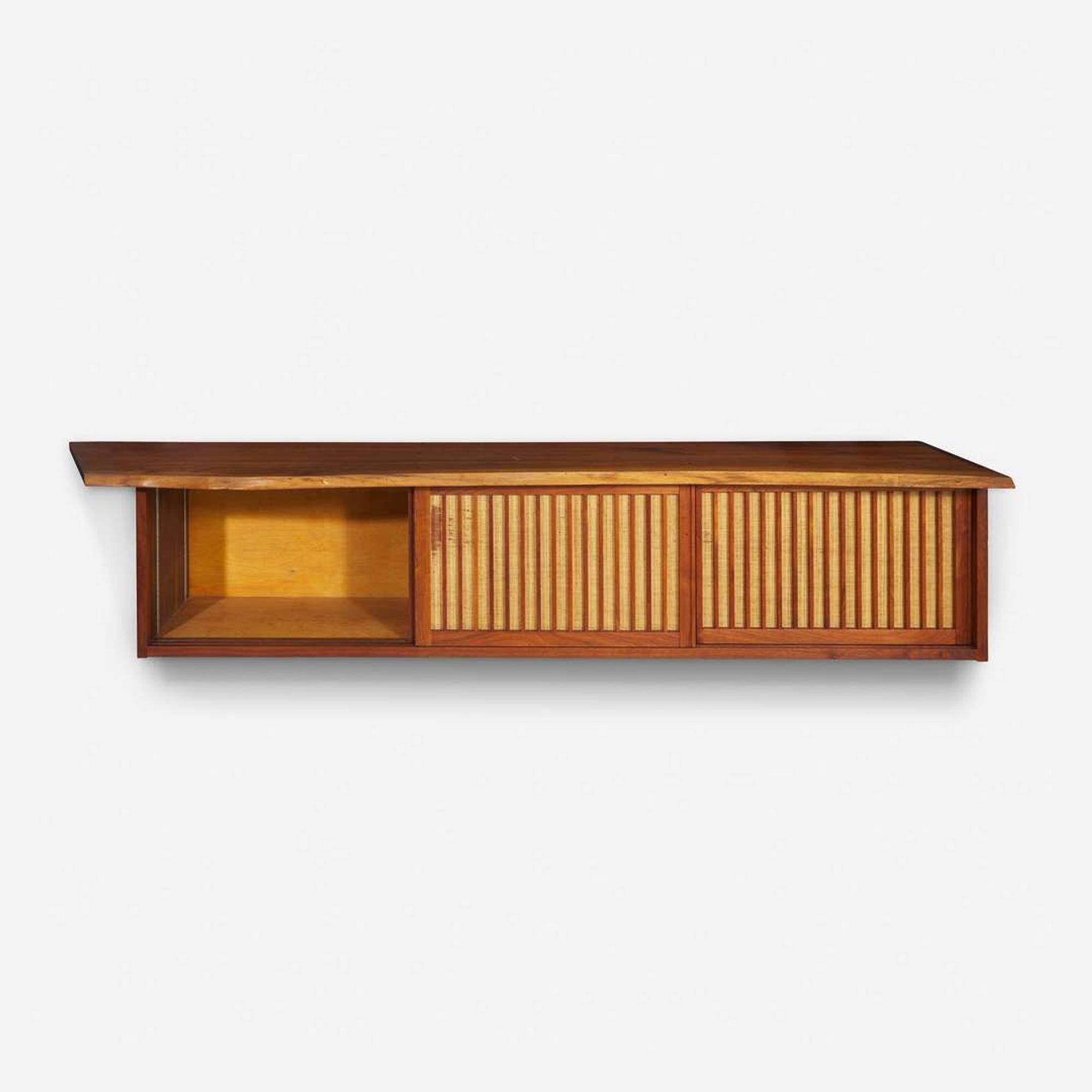 George Nakashima (American, 1905-1990) Triple Sliding-Door Hanging Wall Cabinet, New Hope, Pennsylvania, 1966