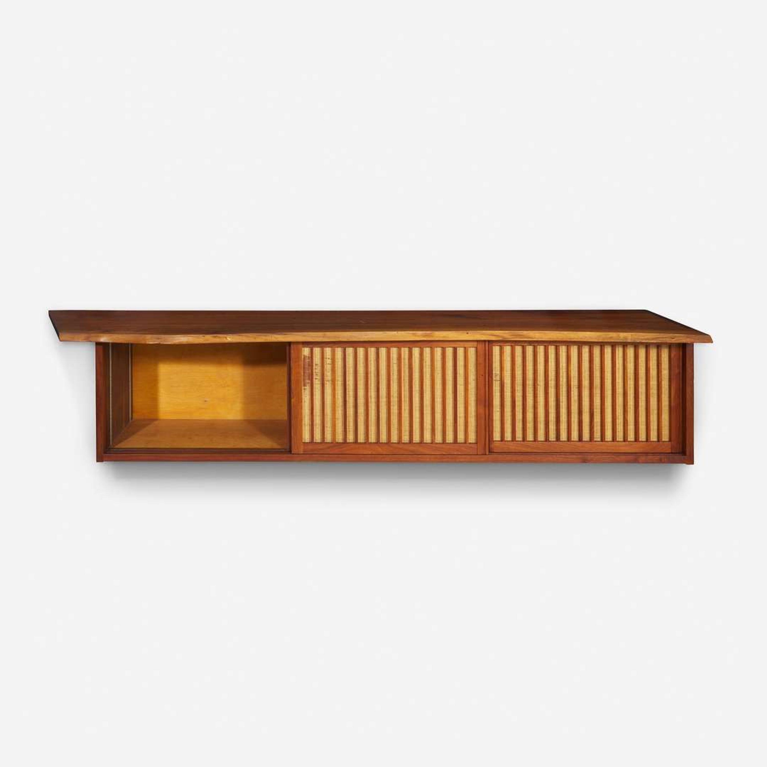 George Nakashima (American, 1905-1990) Triple Sliding-Door Hanging Wall Cabinet, New Hope, Pennsylvania, 1966