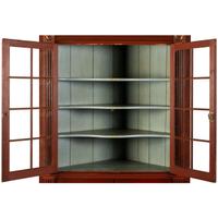 A Federal Red Painted Walnut Corner Cupboard